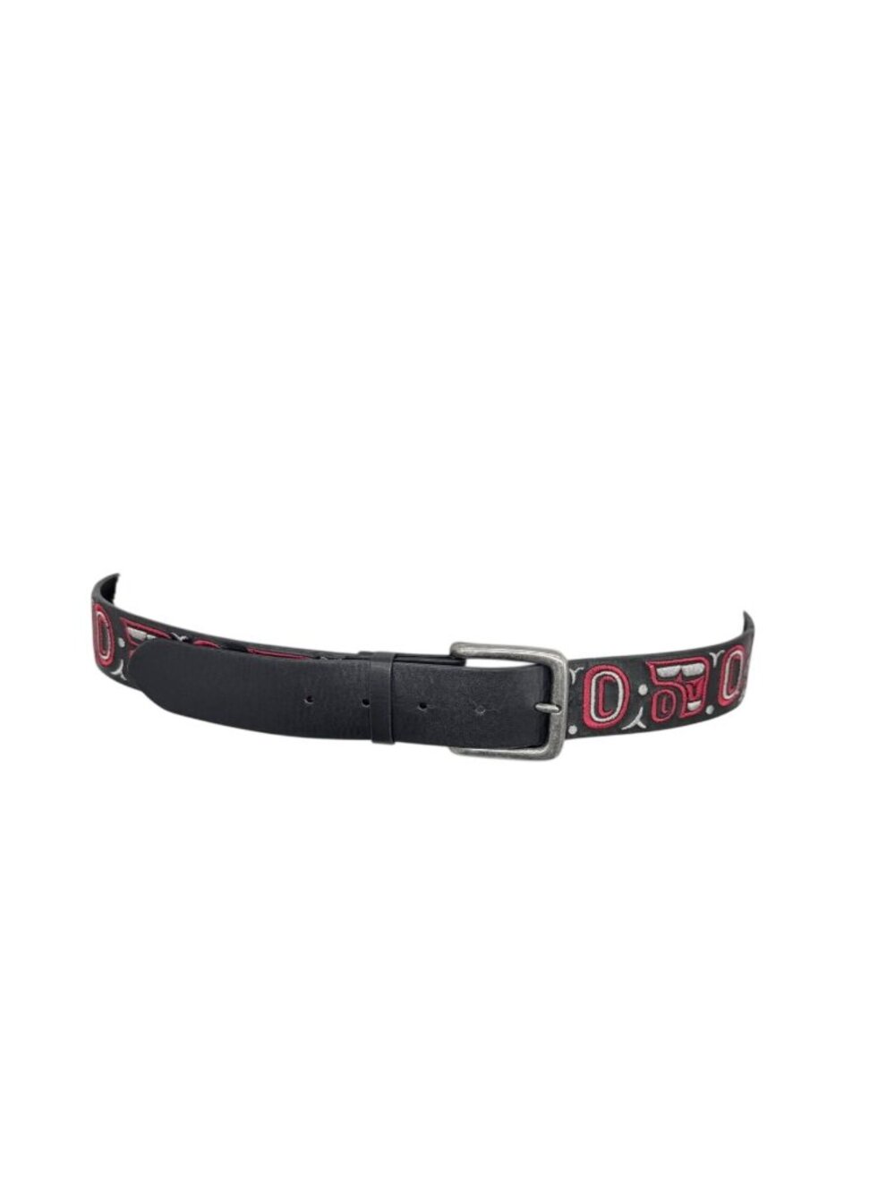 Ernest Swanson Formline Black Leather Belt with Northwest Native Design  38"